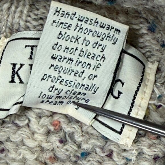 Vintage Thomas Keeling Cable Knit Sweater Speckled Wool Beige Size Chest 35" - Picture 10 of 10